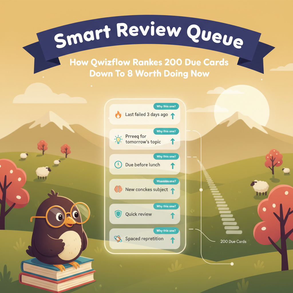 Smart Review Queue: How Qwizflow Ranks 200 Due Cards Down To 8 Worth Doing Now