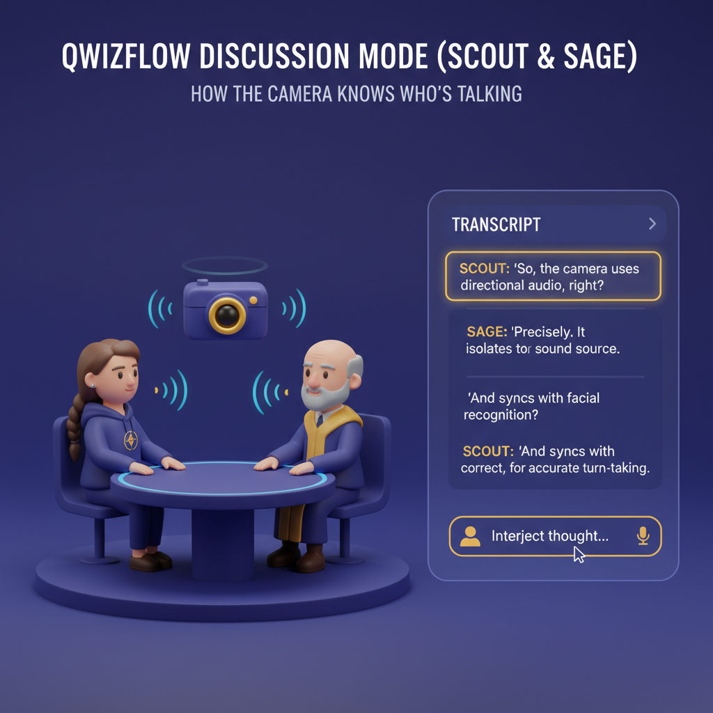 Section 2 illustration: Discussion Mode (Scout & Sage): How The Camera Between Scout And Sage Knows Who'S Talking